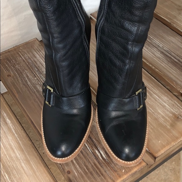 BCBG MaxAzria black leather strappy tall boots - Picture 4 of 11